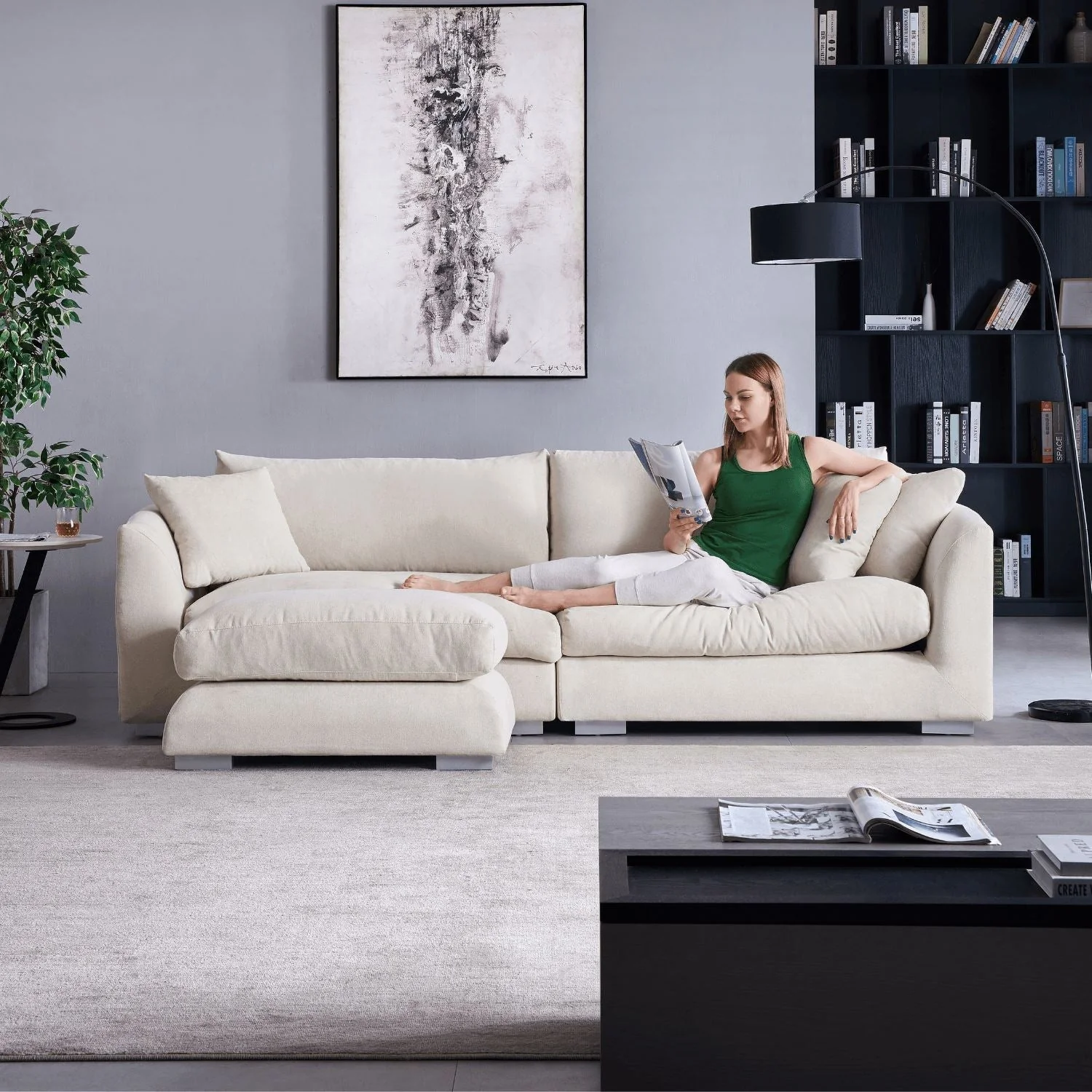 Feathers Sofa + Ottoman - Image 23